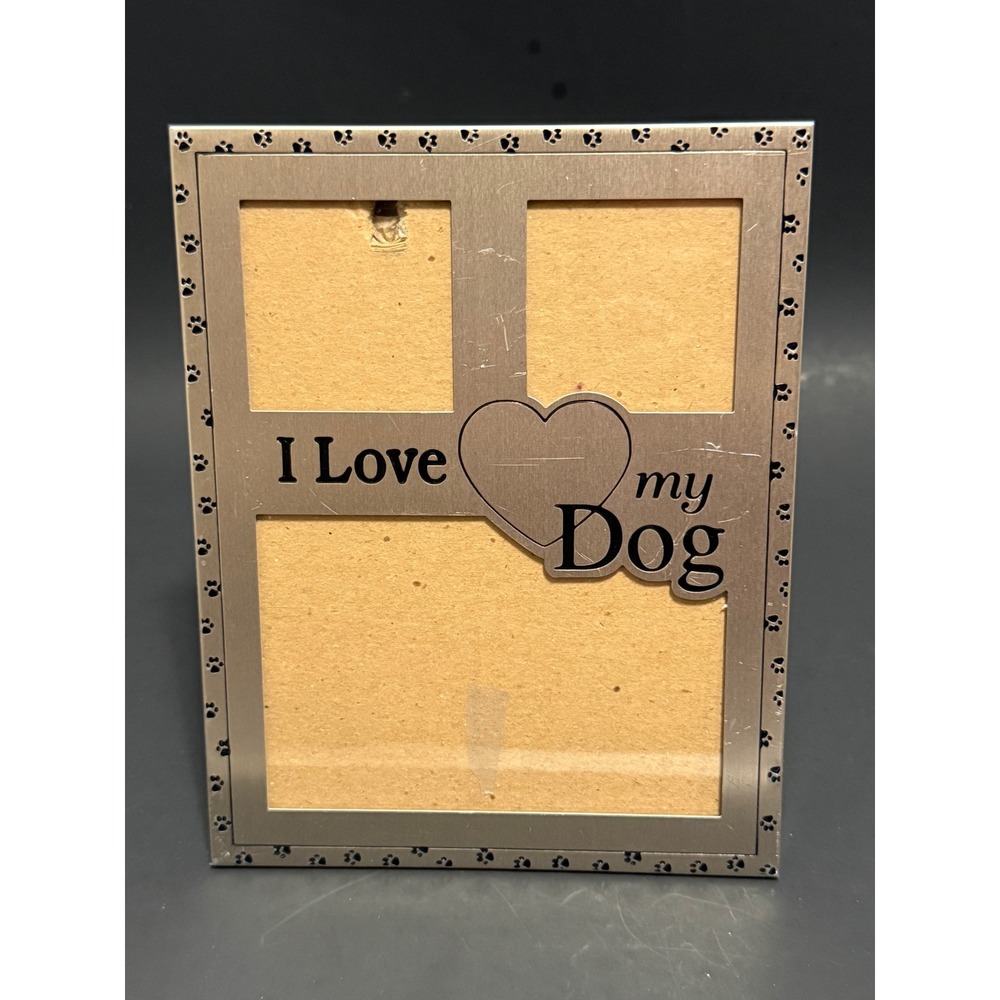 Pinnacle Frames I Love My Dog Metal 3-Photo Collage Picture Frame Silver 5x7